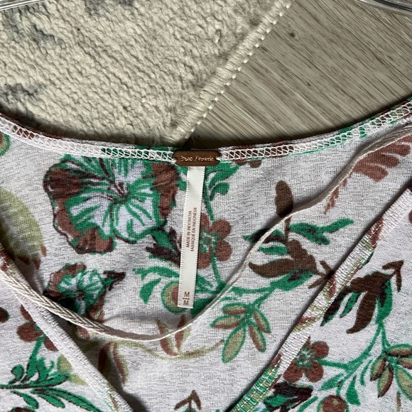 Free People Isabelle Floral Tunic Top Medium Baggy Oversized Flowy Peasant Boho - Picture 12 of 16